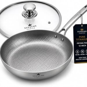Pure Titanium Pro Frying Pan 12 Inch with Glass Lid